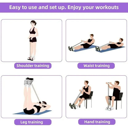 4-Level Resistance Band Tensioner with Non-Slip Handles - Home Fitness Equipment for Abdominal Muscle Training Yoga Abdominal