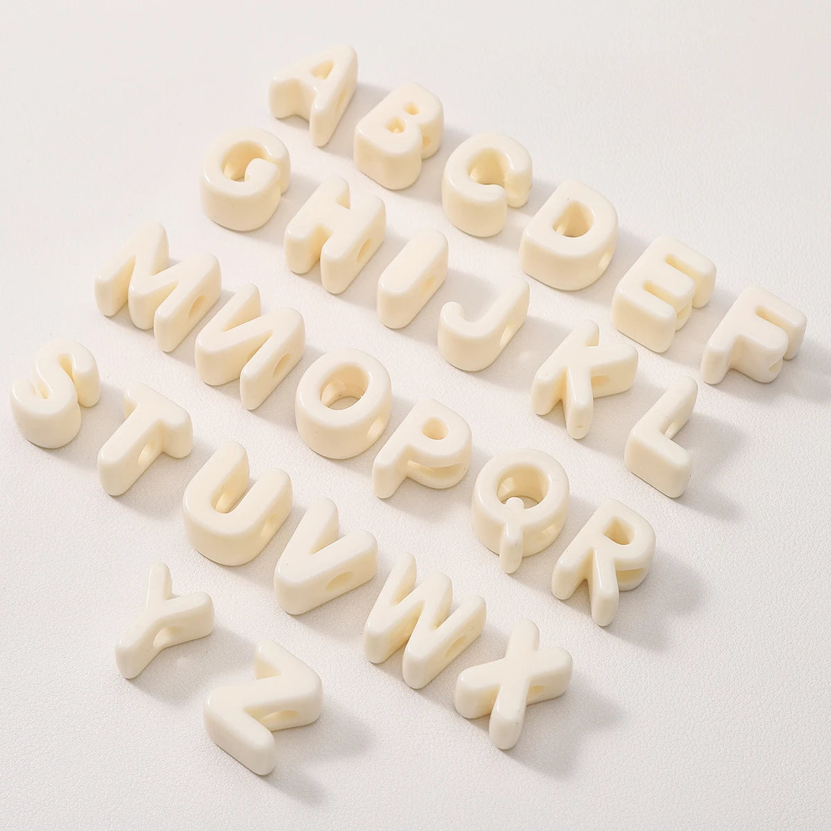 20pcs Beige Acrylic Large Hole Letter Loose Beads DIY Necklace