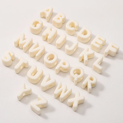 20pcs Beige Acrylic Large Hole Letter Loose Beads DIY Necklace