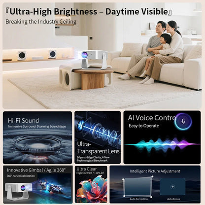 New X3 Ultra HD 4k Mini Projector With Native 1080P Home Theater Smart Android TV Daylight Beam Projectors 5G WIFI New Projecto