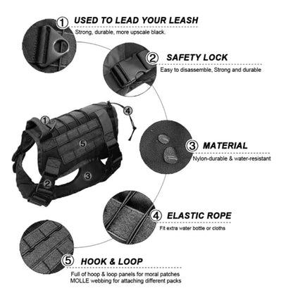 Tactical Camouflage Dog Vest Harness for Medium and Large Dogs，Easy Control and Comfortable for Hiking ，Training, and Outdoor