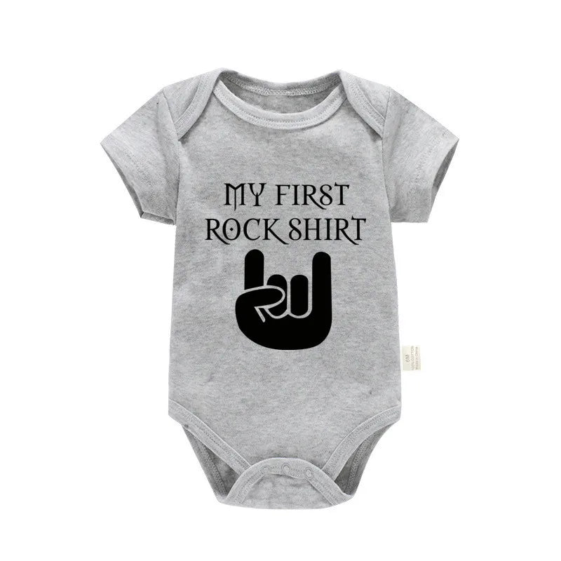 Born To Rock Newborn Baby Short Sleeve Cotton Baby Bodysuit Cute Baby Boy Clothes Jumpsuit Infant Outfit Baby Body Rock Onesie