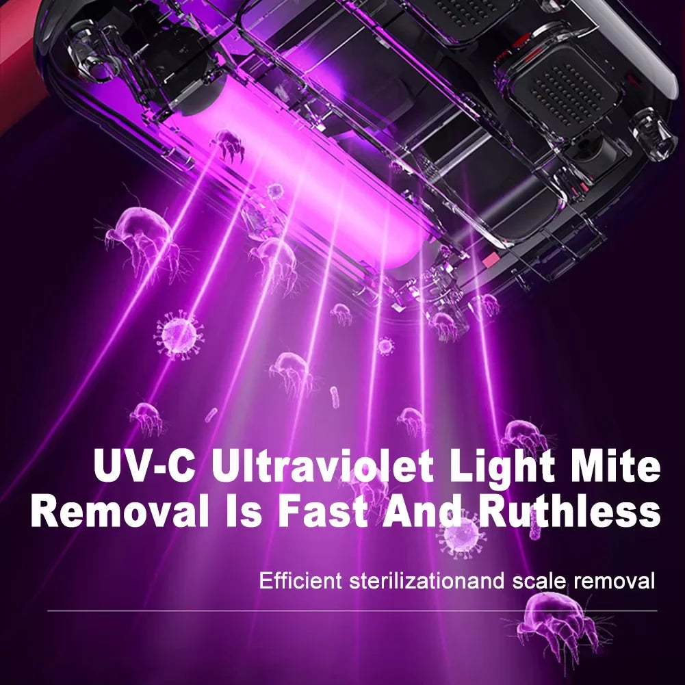 Household Wireless Charging Handheld UV Mite Remover with Dust Box Deep Cleaning for Sofa Mattress Anti-Mite Disinfection Tool