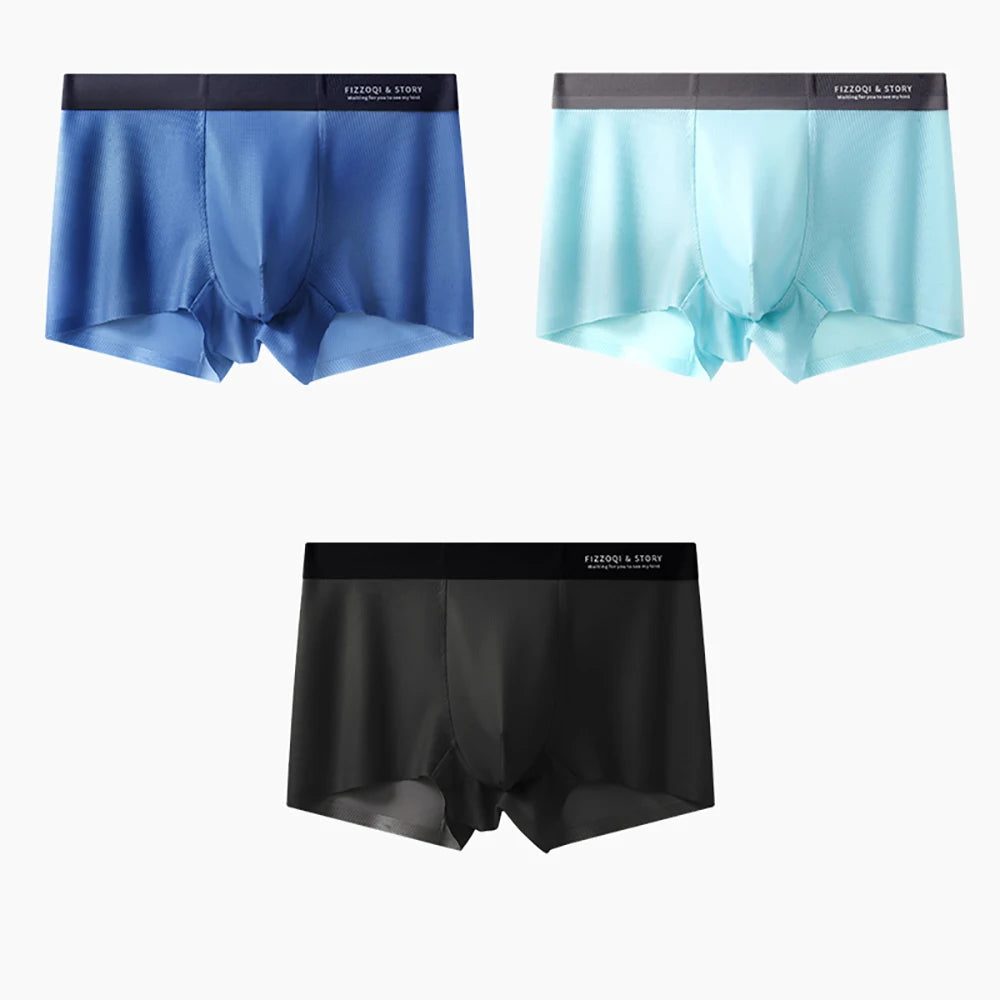 1/3PCS Ultra-thin Ice Silk Quick-dry Underwear Man Smooth Seamless Men's Panties Breathable Antibacterial 3D Silk Crotch Boxers