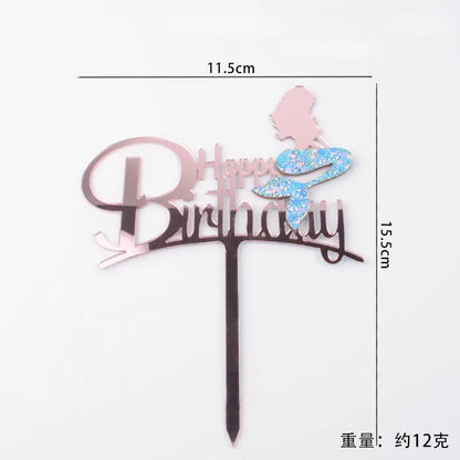 Mermaid Cake Decoration Kawaii Doll Mermaid Birthday Cake Toppers Girls Happy Birthday Party Supplies Creative Dessert Supplie