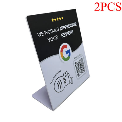 Programmable NFC215 Google Review Card NFC Station Table 13.56Mhz QR code can be independently set to link Standing Card