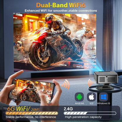 XIWBSY 45000Lumens Google TV Projector Portable Projector 4K Android 14.0 Daylight Projector 8K Video Home Theater  Projector