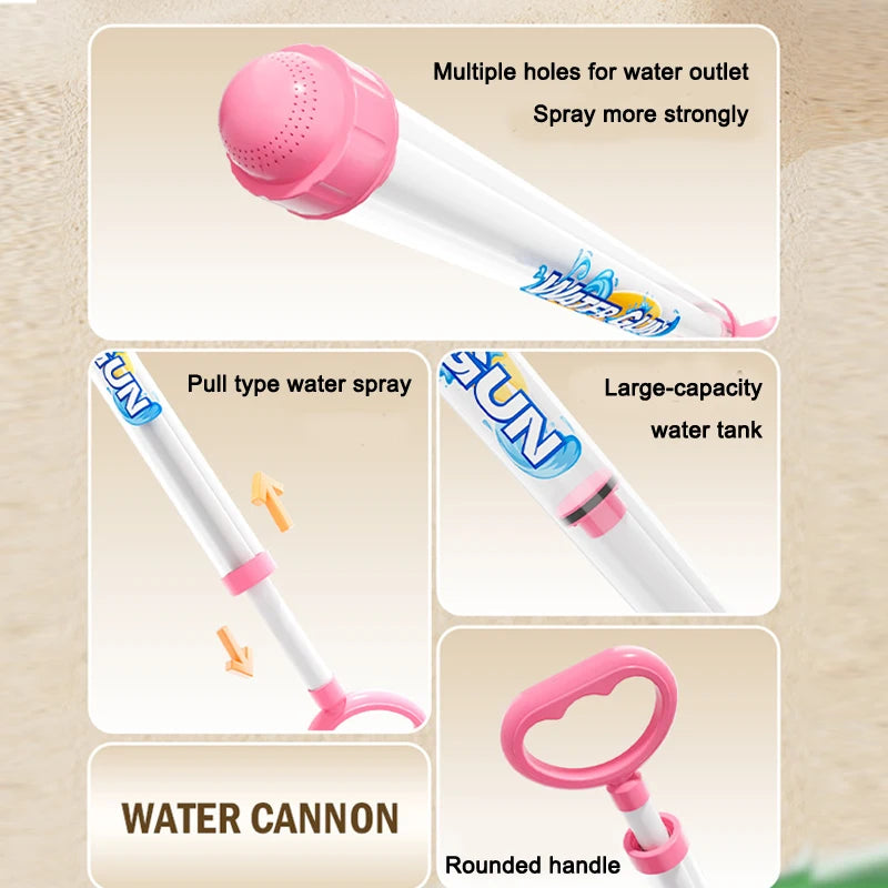 Pull-Type Water Gun, Clear Tube Squirt Shooter, Summer Water Toy for Beach, Pool, Drifting & Outdoor Party Activities