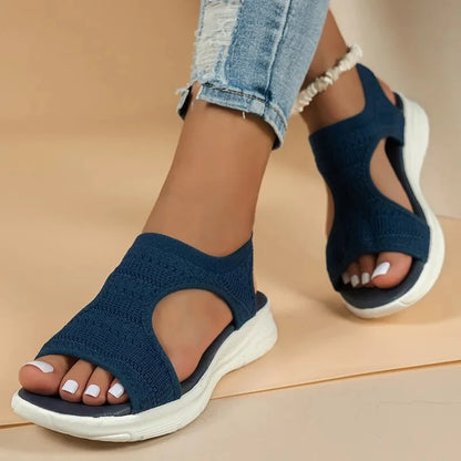 Women's Shoes 2026 Summer Comfortable Casual Sports Sandals Women's Beach Wedge Sandals Women's Mesh Knitted Roman Sandals