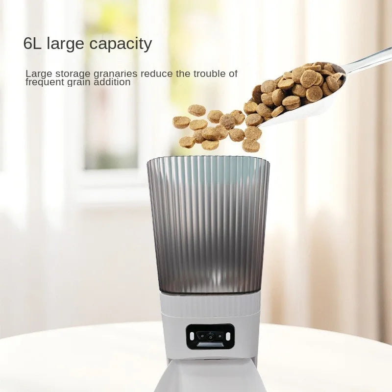 Cross Border Remote Control Cat Automatic Feeder With Camera Visual Interactive Home Pet Intelligent Feeder New Hot DropShipping