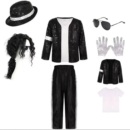 Michael Jackson Kids Clothes Halloween Cosplay Birthday Party Dance Performance Children's Costume Pop Star Boys Girls Outfits