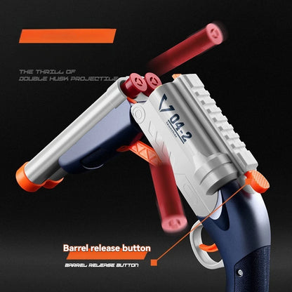 Double-barrel Toy Guns Soft Bullet Shell Throwing Rifle Manual Shooting Launcher Airsoft Gun for Adult Kids Outdoor Games