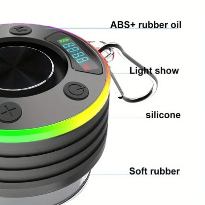 Portable Mini Bluetooth 5.3 Wireless Speaker, Powerful Suction Cup Design With RGB Ambient Light, TWS Stereo Pairing, TF Card & FM Radio Supported For Outdoor Shower Use