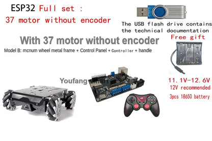 25Kg Load RC Tank V3 Mecanum Wheel Robot Car For Arduino Robot DIY Kit with Encoder Motor and Ps2 Handle Programmable Robot Kit