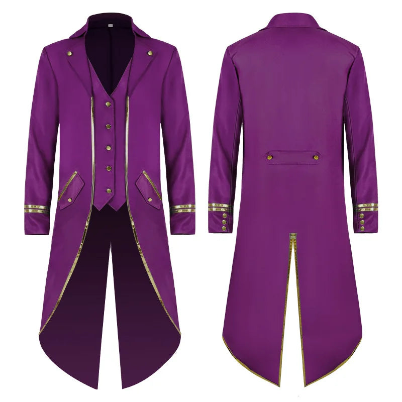 Men's Classic Medieval Vintage Tailcoat Halloween Cosplay Victorian Renaissance Style Steampunk Medieval Jacket Costume