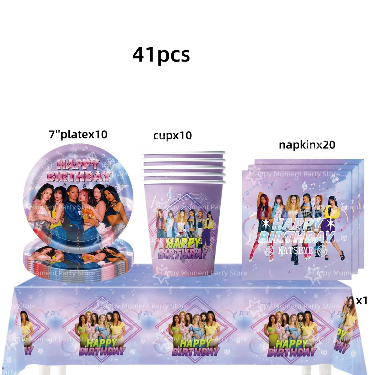 Kpop Katseye Party Decoration Tableware Tablecloth Cup Plate Napkin Sticker Bags Balloons Baby Shower Kpop Party Favors Supplies