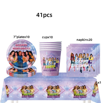 Kpop Katseye Party Decoration Tableware Tablecloth Cup Plate Napkin Sticker Bags Balloons Baby Shower Kpop Party Favors Supplies