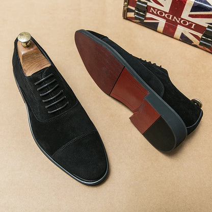 New Red Sole Men Shoes Black Flock Derby Shoes Breathable Lace-up Handmade Men Shoes  Chaussures Pour Hommes