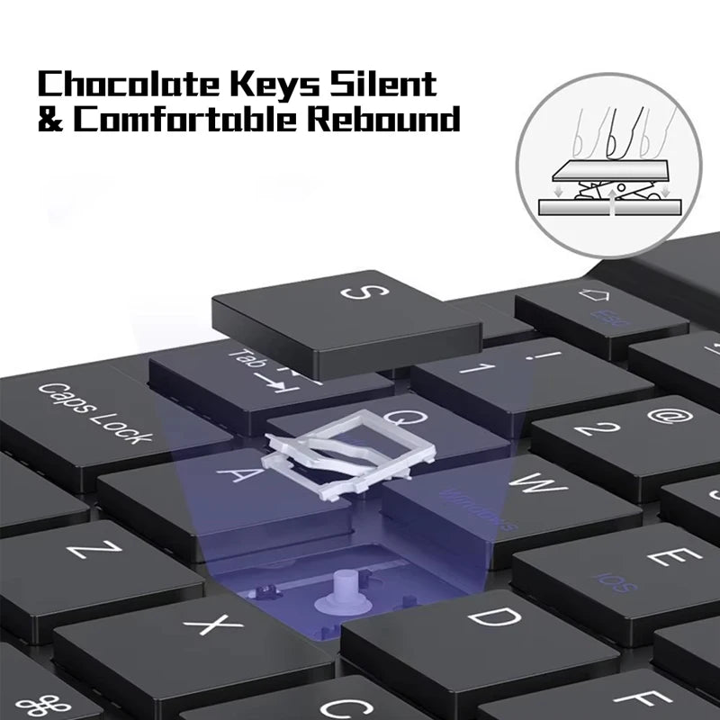 JP-Wireless Bluetooth keyboard ultra-thin and silent. Suitable for computers, tablets. Keyboard and mouse set for office use.