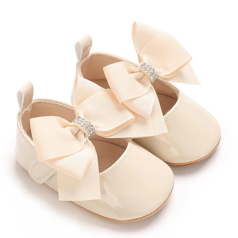 Cute Princess Baby Shoes Spring and Autumn Edition Butterfly Bow Decoration PU Soft Bottom Suitable for 0-1 Year Old Baby