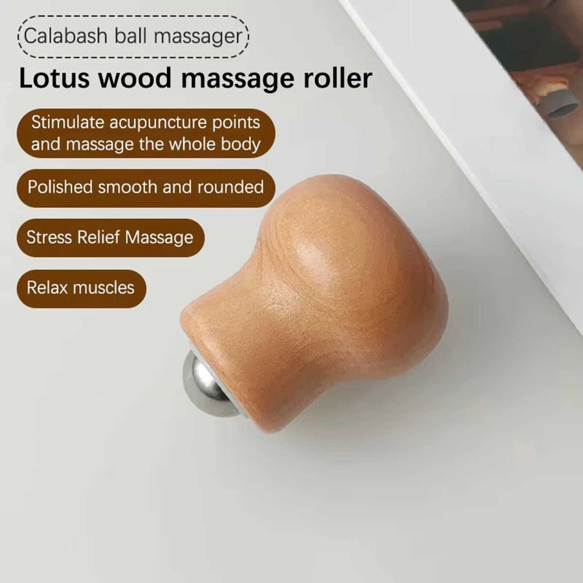 Facial Roller Mini Massager Handheld Wooden Acupressure Tool for Face Neck Shoulder Muscle Relaxation Skin Care Stress Relief