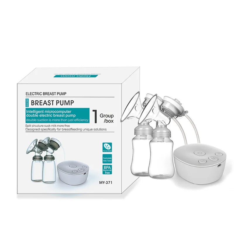 New Double Electric Breast Pumps Powerful Nipple Suction USB Electric Breast Pump with Baby Milk Bottle Cold Heat Pad Nippl