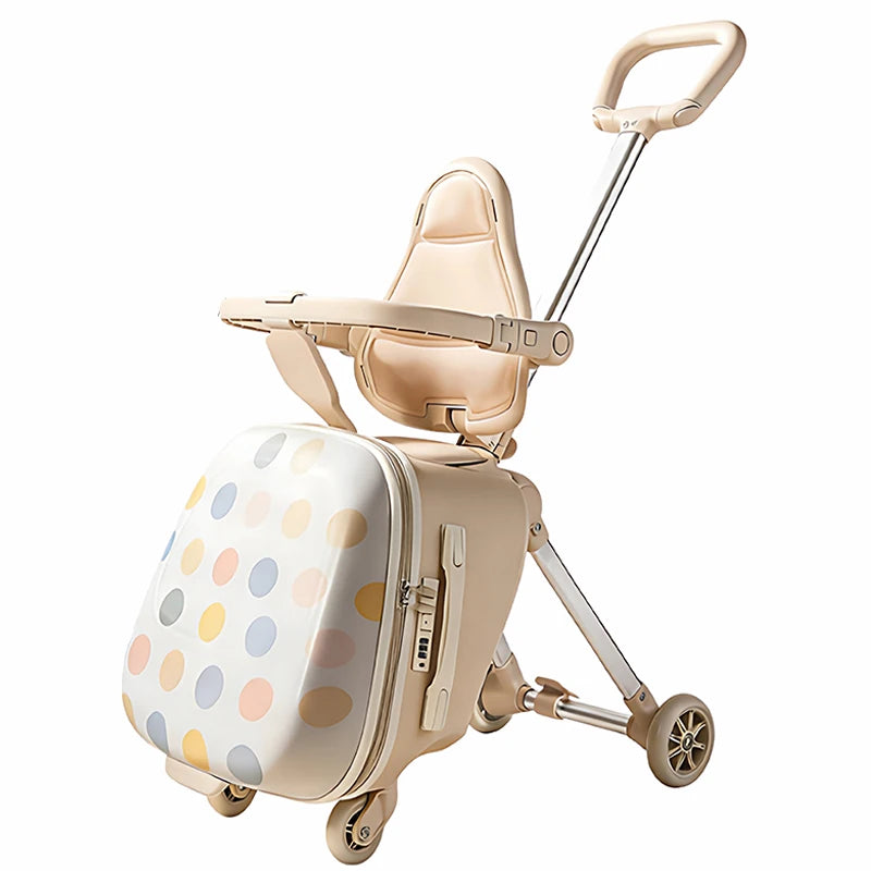 2026 New Children's Ride-On Luggage Trolley Foldable Pull-Along Suitcase for Toddlers Baby Travel Companion Carry-On Suitcases