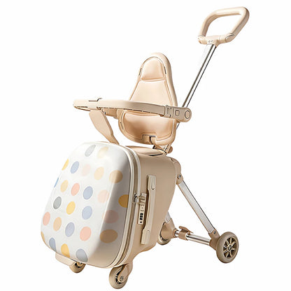 2026 New Children's Ride-On Luggage Trolley Foldable Pull-Along Suitcase for Toddlers Baby Travel Companion Carry-On Suitcases