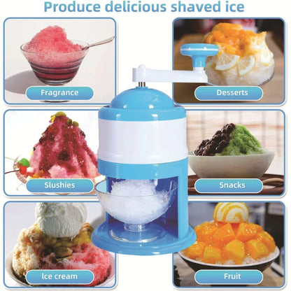 Hand Crank Ice Shaver & Snow Cone Maker | Portable Manual Ice Crusher with Bowl | Home, Outdoor & Camping