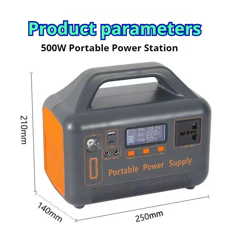 New 500W Portable Power Station Solar Generator 461Wh LiFePo4 Battery 220V Energy Power Plant for Camping RV Emergency Travel