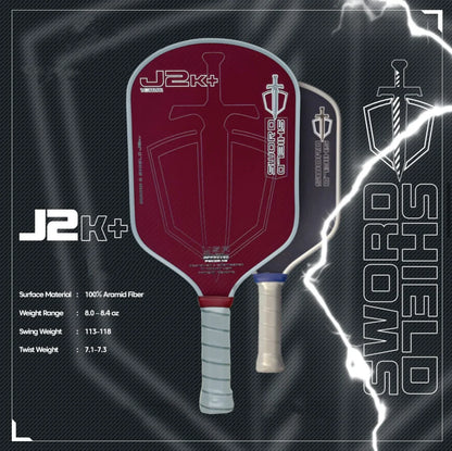 SWORD&SHIELD J2K+ Aramid Fiber Pickleball Paddle, Polymer Honeycomb Core, Large Sweet Spot, Thickness 16MM, Textured Surface