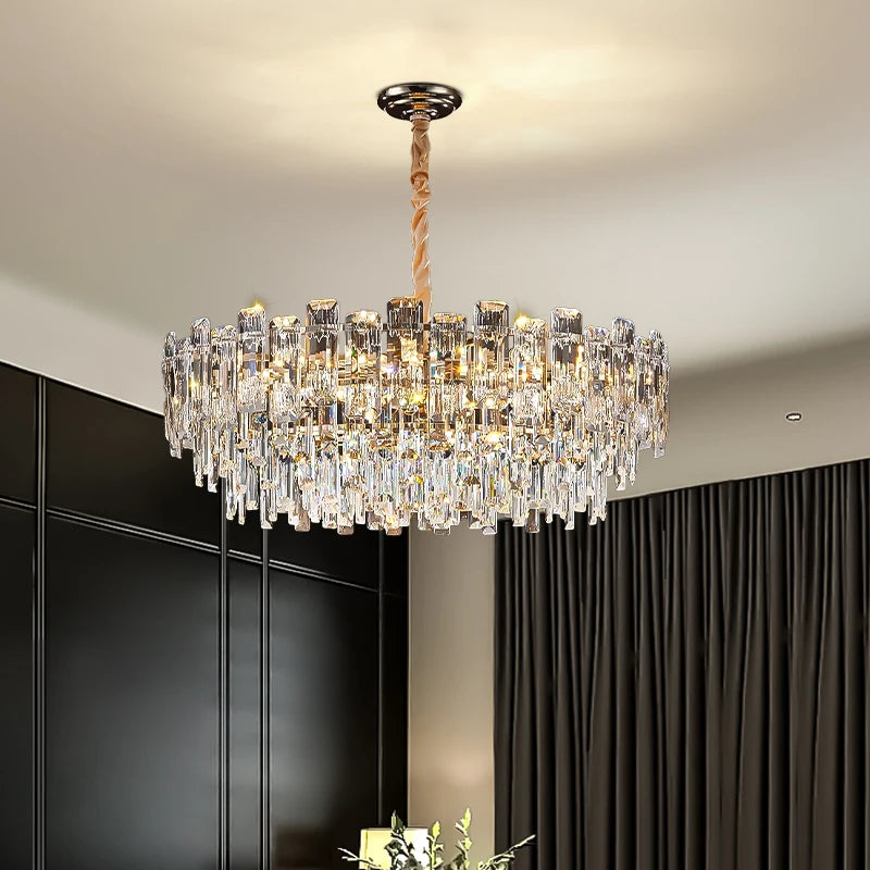 Loft Pendant Lighting Crystal Chandelier Ceiling for Dining Room Modern Led Ceiling Hanging Lamp for Living Room Villa