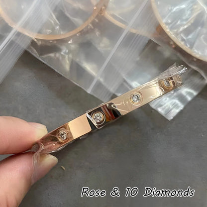 Rose Gold Silver Plated Diamond Studded Bangle Bracelet for Women 16 17 18 19 Size Fashion Jewelry Bracelets