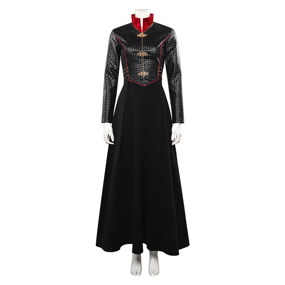 Adult Women Rhaenyra Cosplay Women Costume Robe Black Dress Cloak Cape TV Dragon Halloween Carnival Party Clothes Disguise