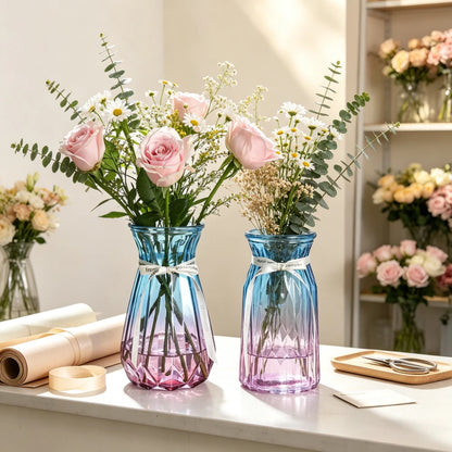European Style Glass Vase Geometric Glass Vases Hydroponic Plant Bottle Flower Arrangement Pot Home Office Desktop Decor