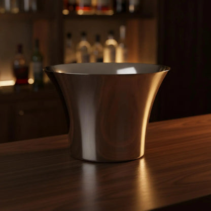 Champagne Tub with Pedestal Base Silver Wine Cooler Reflective for Bartenders