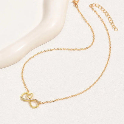 Minimalist Infinity Heart Necklace For Women Shiny Zircon Inlaid Pendant Clavicle Chain Elegant Luxury Aesthetic Choker Daily Party Jewelry Valentine Birthday Gift