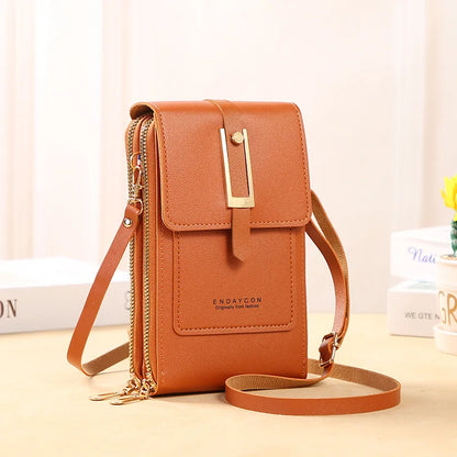 Women’s Mini Crossbody Handbag Purse, Touch Screen Phone BagS, Multi Card Zipper PU Leather Shoulder Bags for Daily Shopp Dating