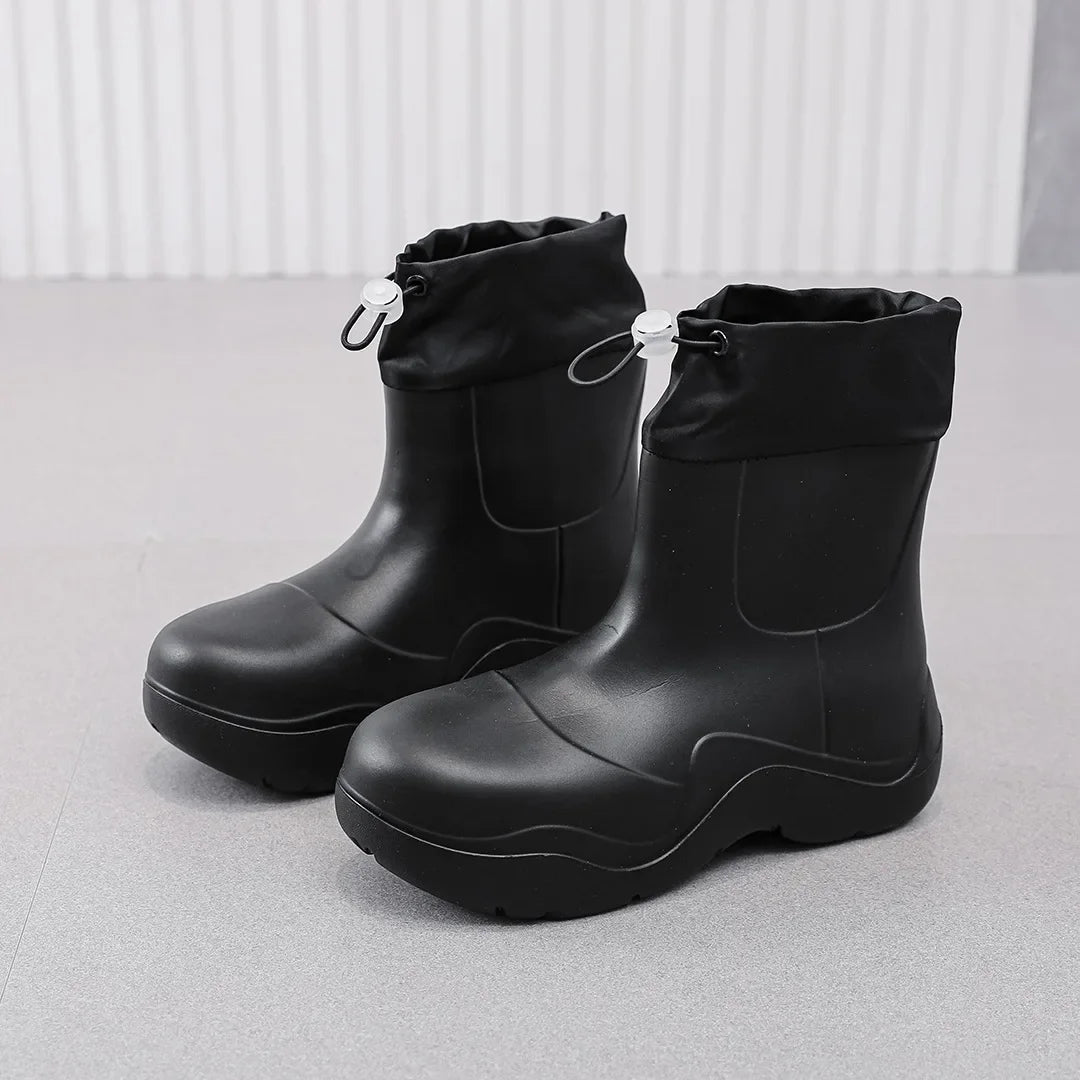 2025 New Women Rain Boots Autumn Platform Shoes Waterproof Kitchen Shoes Comfortable Female Ankle Boot EVA Windproof Women Boots