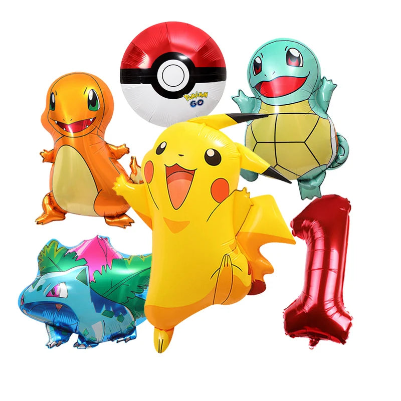 Pikachu Cartoon Balloon Garland Kit Lightning Foil Balloons Kids Birthday Party Supplies