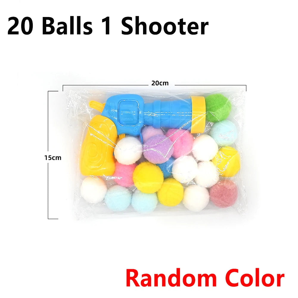 10-100pcs Cat Plush Ball Shooting Gun Funny Cat Toys Interactive Launch Training Toy for Pet Kitten Creative Mini