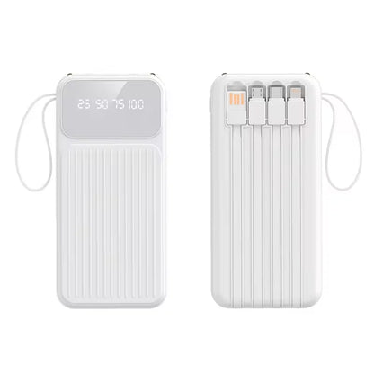 20000mAh Portable Power Bank with 4 in1 Cable Charger LED Digital Display Powerbank External Battery For iphone Xiaomi 17 Huawei