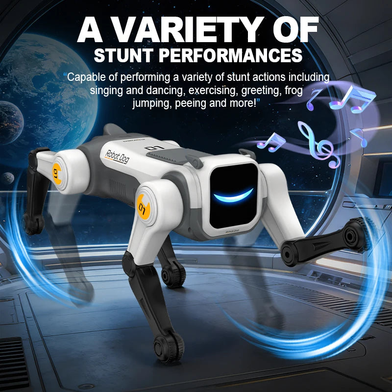 2.4Ghz Remote Control Stunt Robot Dog, Singing & Dancing Smart RC Robot Pet Toy, Fun Electronic Gift for Kids Age 8+