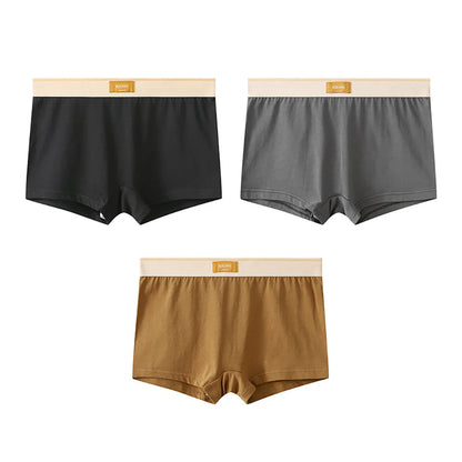 3PCS/Pack 100% Cotton Trendy Solid Women's Panties Knit Breathable Boxer Underwear Soft High Elastic Mid-rise Thin Boyshorts
