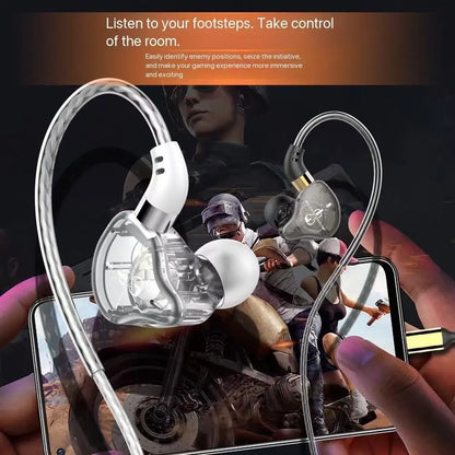 Type-C Wired Headphones HiFi Bass Stereo USB C Earphone 3.5MM in-Ear Earbuds with Mic Sports Subwoofer Music Headset for Samsung