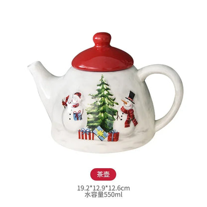 Nordic creative Christmas Snowman bowl plate cutlery set Western ceramic dinner plates Home rice salad bowl cup Christmas gift