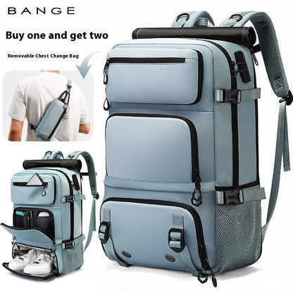 BANGE Expandable Men's Backpack Waterproof 17.3 in Laptop Backpack Man Large Capacity Hiking Travel Bag Male Backpacks for Men
