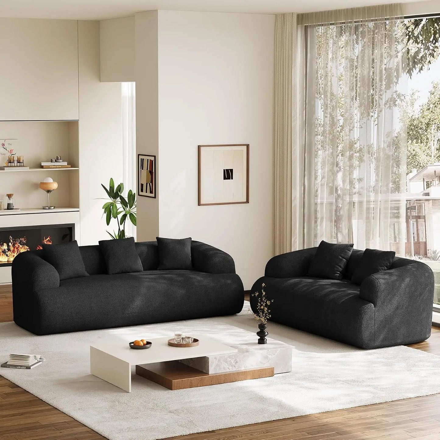 Oversized Sectional Sofa for Living Room, 91" + 76'' Modern Luxury Plush Chenille Extra Deep & Wide Seat Curved, Customized