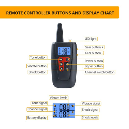 1000M Electric Dog Training Collar For 1/2/3 Dog Stop Bark Collar 2 IN1 Reflective Nylon Collar IPX7 Rechargeable Pet Device