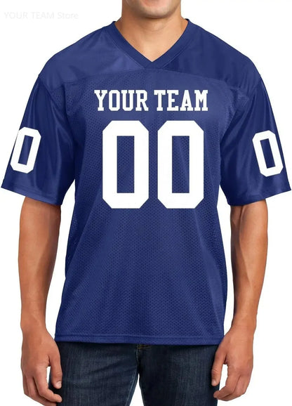 Custom American Football Jersey Green Large V-Neck Unisex Adult Sports Jersey Personalized Team Uniform - Breathable Polyester